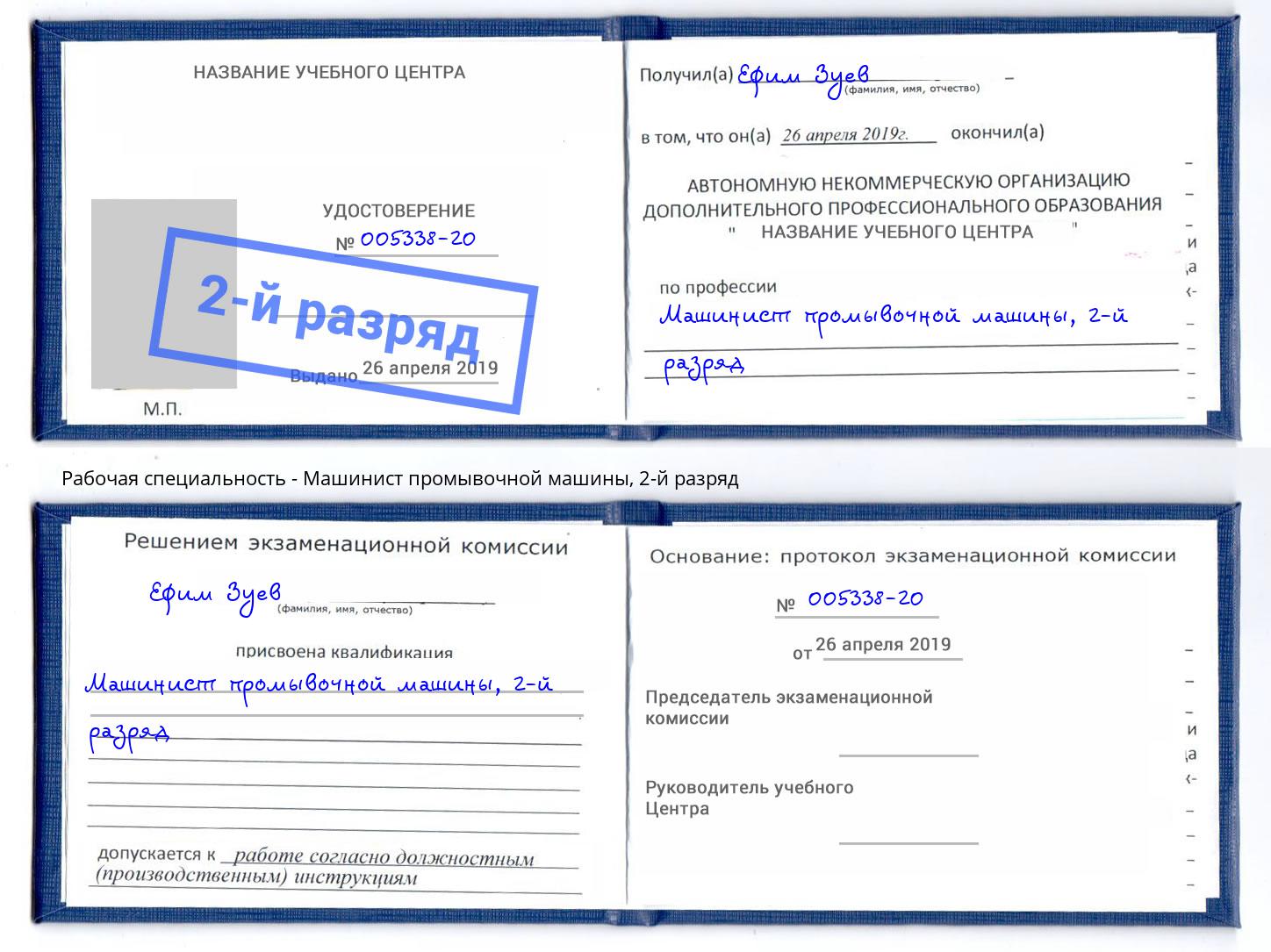 корочка 2-й разряд Машинист промывочной машины Клинцы