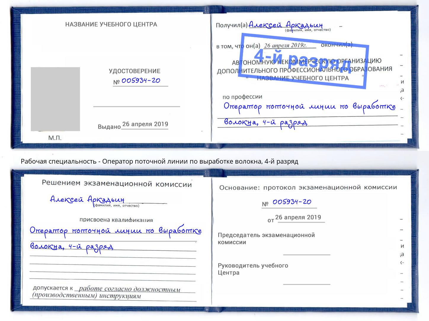 корочка 4-й разряд Оператор поточной линии по выработке волокна Клинцы